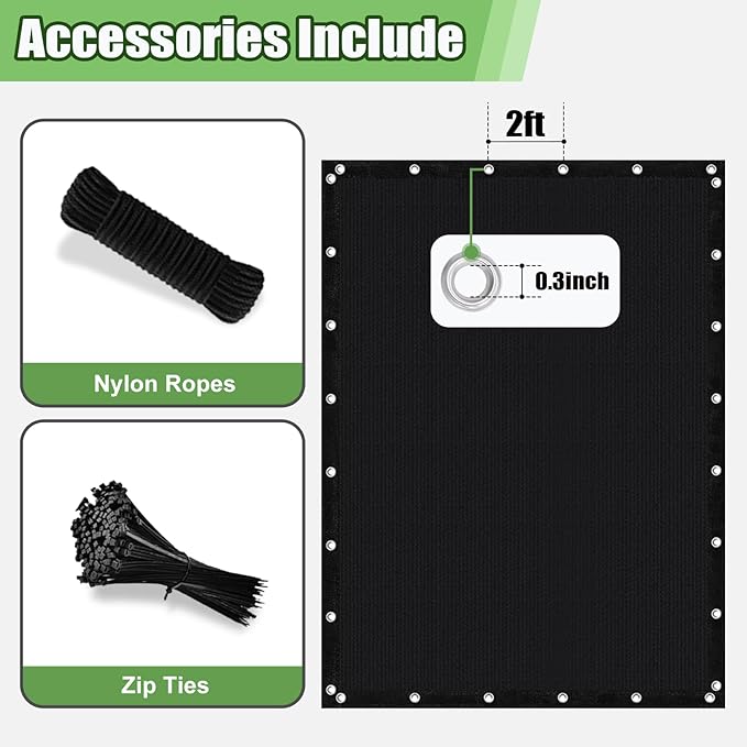 Outdoor 90% Sun Shade Cloth with Grommets, 12 X 24 FT Pergola Shade Cover for Garden Patio Carport Kennel Swimming Pool, Black (We Make Custom Size)