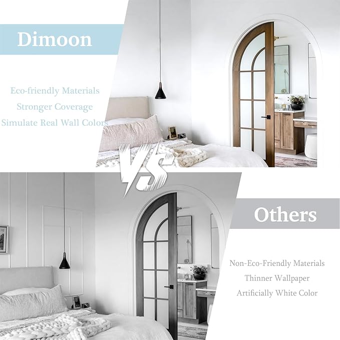 Dimoon 236''x17.7'' White Thicken Peel and Stick Wallpaper Contact Paper Modern Self Adhesive Wall Paper Removable Renter Friendly Textured Solid Color Vinyl Roll (236''x17.7'',White Thicken)