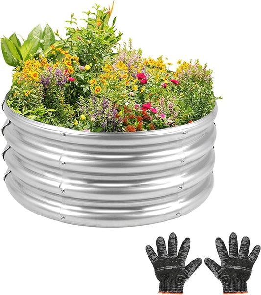 Outdoor Metal Galvanized Raised Planter Box,Rectangular Large Garden Bed Kit for Vegetables, Fruits, Flowers and Herbs 4X2X1 FT (2X2X1)