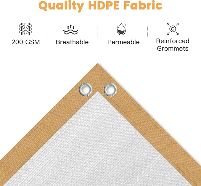 VICLLAX Shade Fabric Sun Shade Cloth with Every 2 FT Grommets for Patio Garden Pergola Cover Canopy 3x12 FT, Cream
