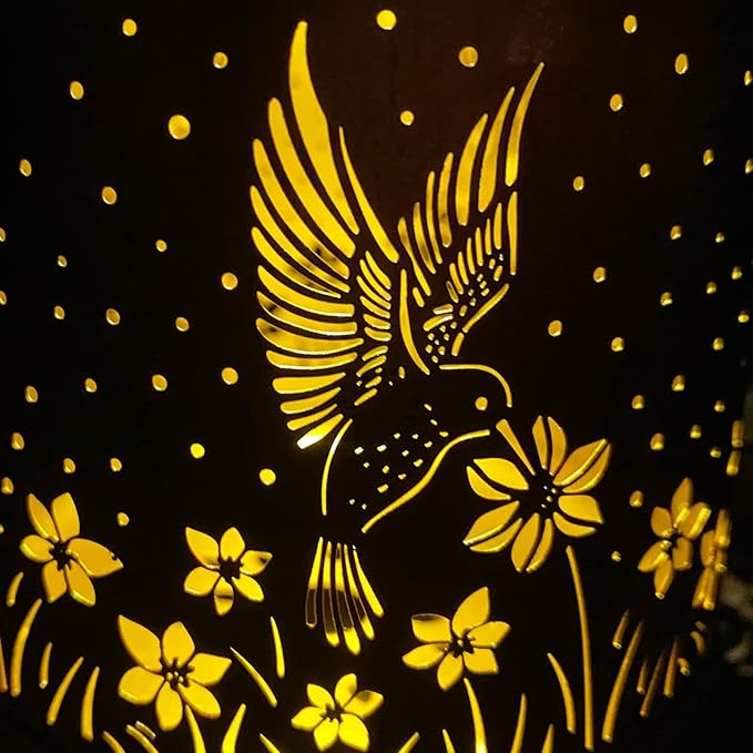 4 Packs Dragonfly&Hummingbird Solar Lantern Lights Outdoor Decor, Hanging Metal Decorations Waterproof with LED Light, Landscape Lights for Garden Patio Yard Lawn Backyard Front Porch