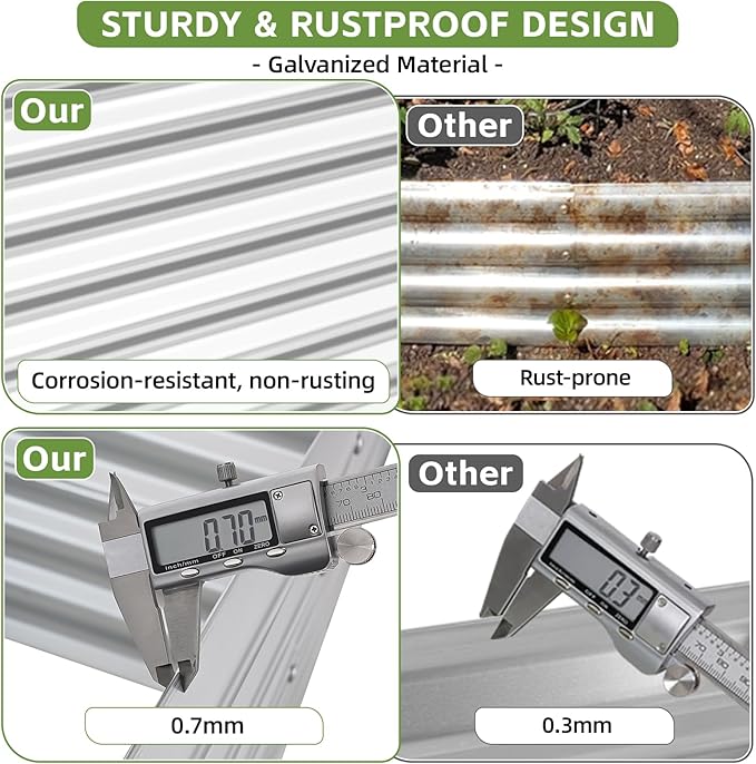 8x2x2ft Raised Garden Bed - Galvanized Deep Root Planter Boxes Outdoor with Wing Nuts and Safety Edges for Gardening Vegetables, Flowers, Herbs, Succulents - Silver