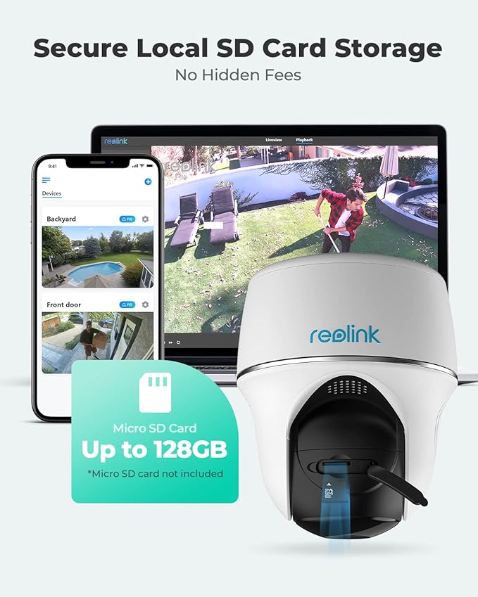 REOLINK Security Camera Wireless Outdoor, Pan Tilt Solar Powered, 5MP 2K+ Color Night Vision, 2.4/5GHz WiFi, Works with Smart Home for Surveillance, Home Hub Compatible, Argus PT + Solar Panel