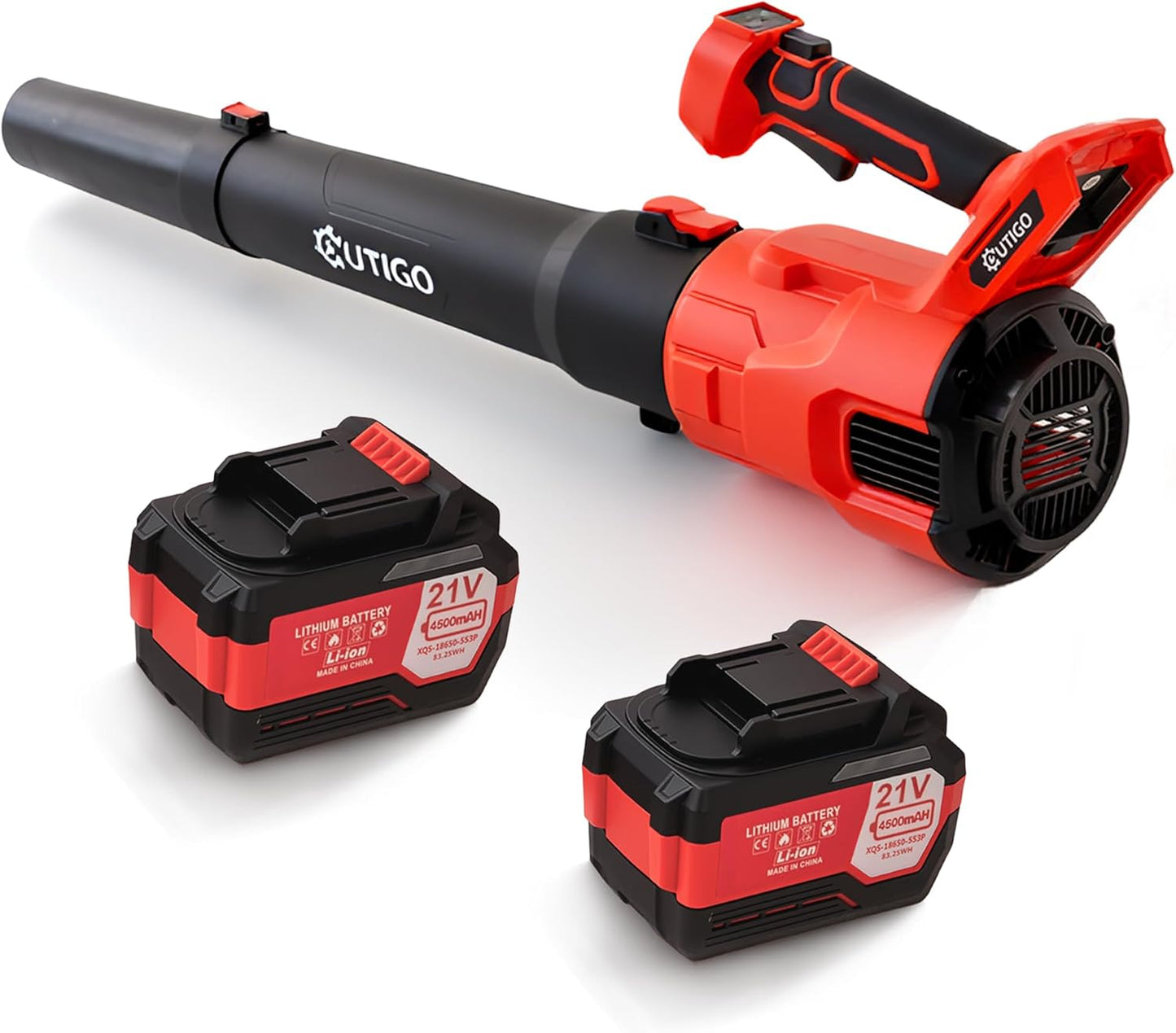Leaf Blower, Cordless Leaf Blower with 2 x 4.5Ah Batteries and Fast Charger, 2 Speed Mode, Lightweight Leaf Blowers for Blowing Leaves, Patio Cleaning, Lawn Care and Dust
