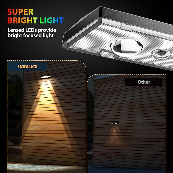 Solar Fence Lights,RGB & Warm White & 6 Colors Bright Lens LED Dusk to Dawn Deck Light Outdoor Waterproof, Solar Outdoor Lights for Backyard/Railing/Wall/Step/Patio/Pool (16Pack)