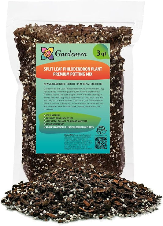 Split Leaf Philodendron Potting Soil - Enhances Aeration and Drainage for Thriving Foliage - 3 Quart