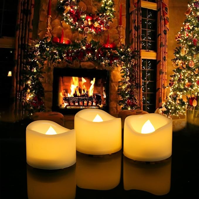 CANDLE CHOICE Battery Operated Flameless Tea Lights Small Bright Flickering LED Electric Fake Votive Tealight Candles Halloween Pumpkin Lights Wedding Christmas Decorations Table Centerpieces 6 PCS