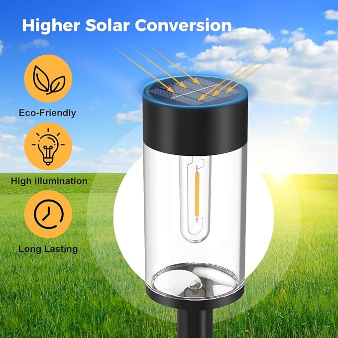 Woolmug Solar Pathway Lights, 12 Packs LED Solar Light Outdoor Waterproof, Auto On/Off Path Lights for Walkway Outside Yard Lawn Sidewalk Landscape(Warm White)