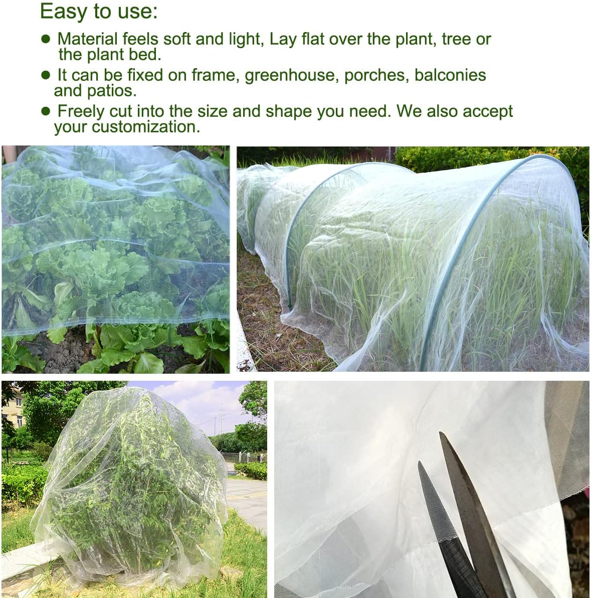 5Ft x 100Ft Mosquito Bug Insect Bird Fine Mesh Net Barrier Hunting Blind Garden Screen Netting for Protect Your Plant Fruits Flower
