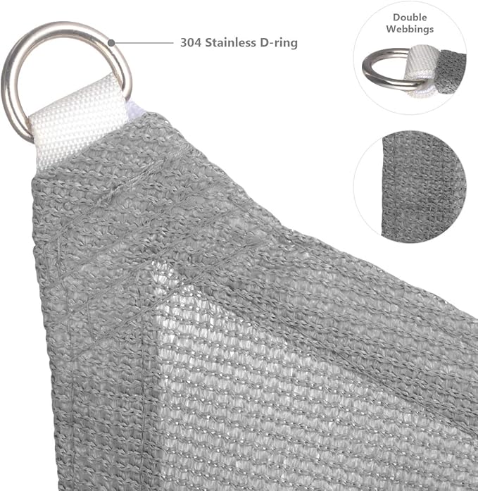 Eden's Decor Straight Flat-Edged Sun Shade Sail Rectangular 7' x 9' Grey UV-Blocking Outdoor Canopy Fabric Cloth Awning for Pergola Patio Garden Backyard Custom Size