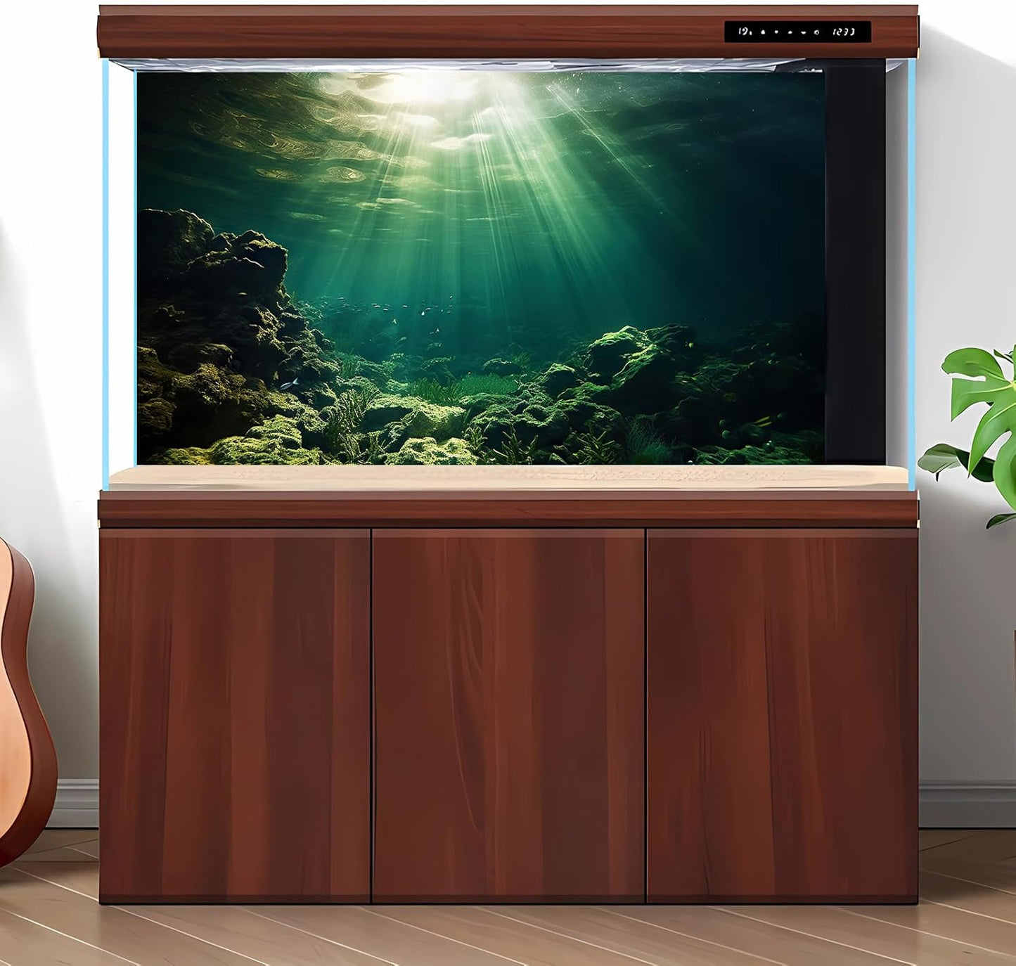 Under The Sea Aquarium Background Underwater Fish Tank Background Ocean Floor Rock Cave Sunray Terrarium Backgrounds Tropical Fish Ocean World Aquarium Reptile Tank Backgrounds 36x18in