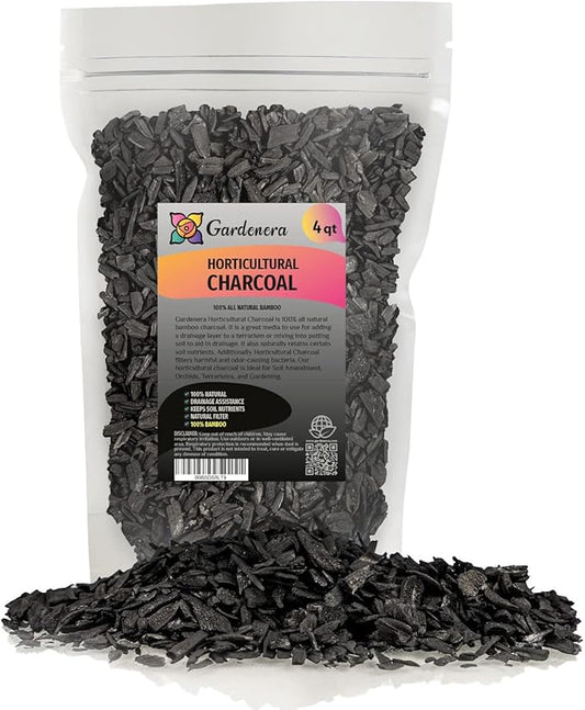 Horticultural Charcoal for Indoor Plants [4-Quart Bag] Black Diamond Soil Amendment for Orchids, Terrariums, and Gardening