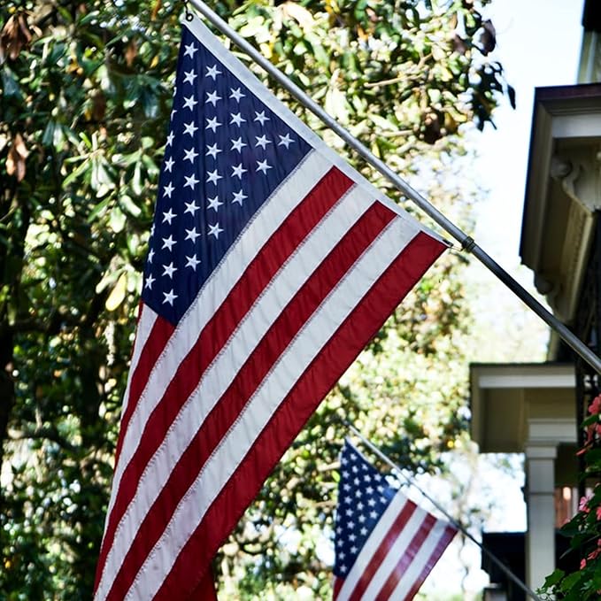 Homissor American Flags 3x5 for Outside US Flag - USA Outdoor Heavy Duty United State Flag Embroidered Stars Durable Nylon for All Weather High Wind Sewn Stripes With Brass Grommets