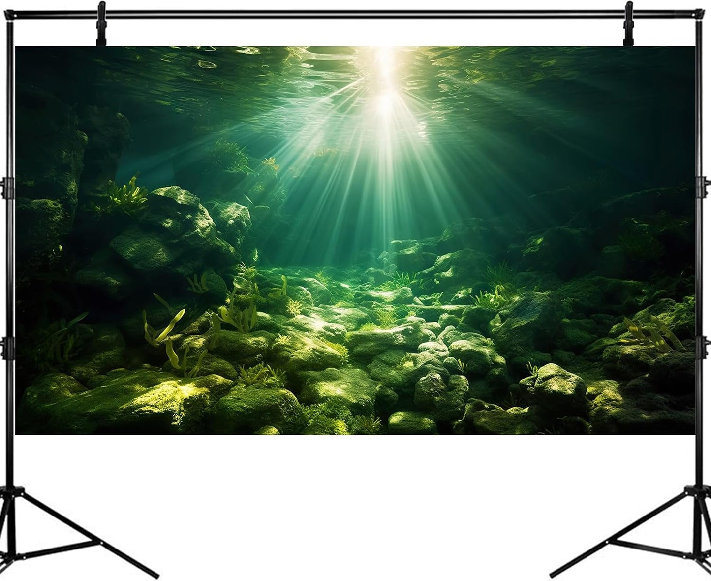 Underwater Sunray Aquarium Background Deep Ocean Rock Cave Fish Tank Background Under The Sea Coral Reef Aquarium Backgrounds Ocean Floor Tropical Fish Terrarium Backgrounds 30x18in