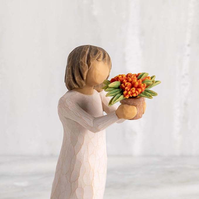 Willow Tree Little Things That Make a Big Difference, Figure Holds Milkweed Plant for Monarch Butterflies, Thank You for Volunteers, Essential Workers, Gardeners, Sculpted Hand-Painted Figure
