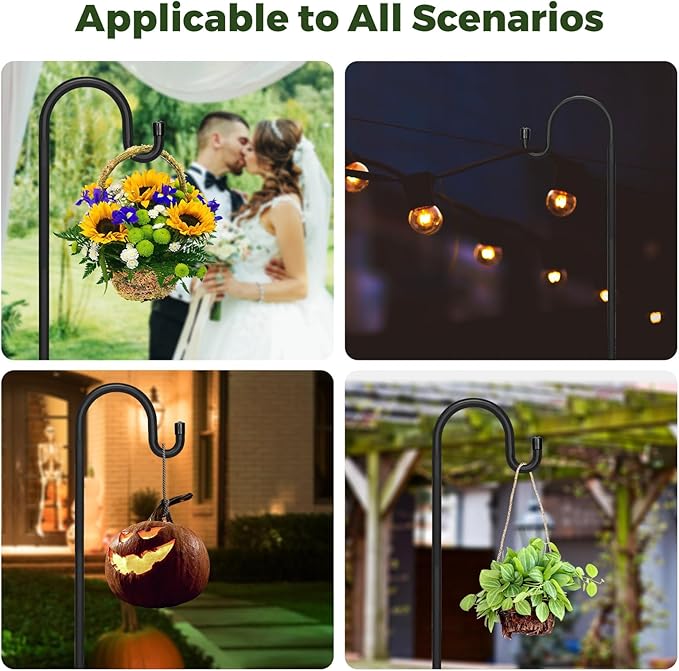 Kingsyard Adjustable Shepherd Hooks for Outdoor - 60 INCH Heavy Duty Bird Feeder Pole with 5 Prong Base, Hummingbird Feeder Stand, Garden Plant Baskets, Weddings Decor, Solar Light Lanterns