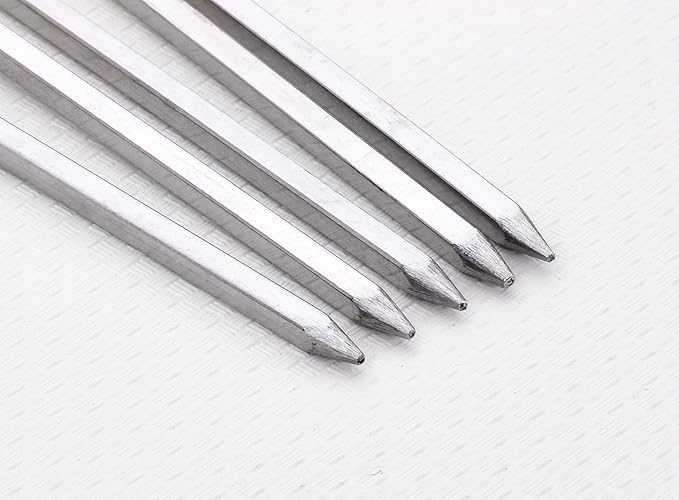 10 inch Barbecue Skewers, HONSHEN Metal BBQ Sticks,12Pack Stainless Steel Square Skewer,Kebob,kabob Sets for Grill Outings Cooking (BBQ Skewers Square 10inch-12p)