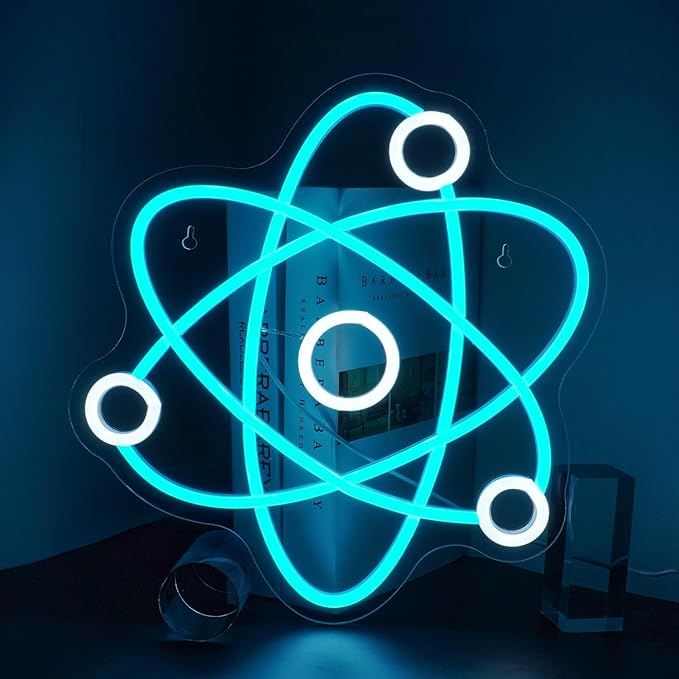 Molecule Neon Sign Blue White Led Neon Lights Neon Bar Signs for Wall Decor USB Light Up Sign Neon Molecular Structure Signs for Boys Room Party Kids Room Birthday
