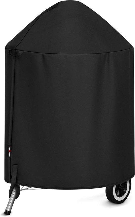 Unicook Round Kettle Grill Cover Compatible with Weber 22 Inch Charcoal Grill, Heavy Duty Waterproof Fade Resistant Small Smoker Cover, All Weather Protection