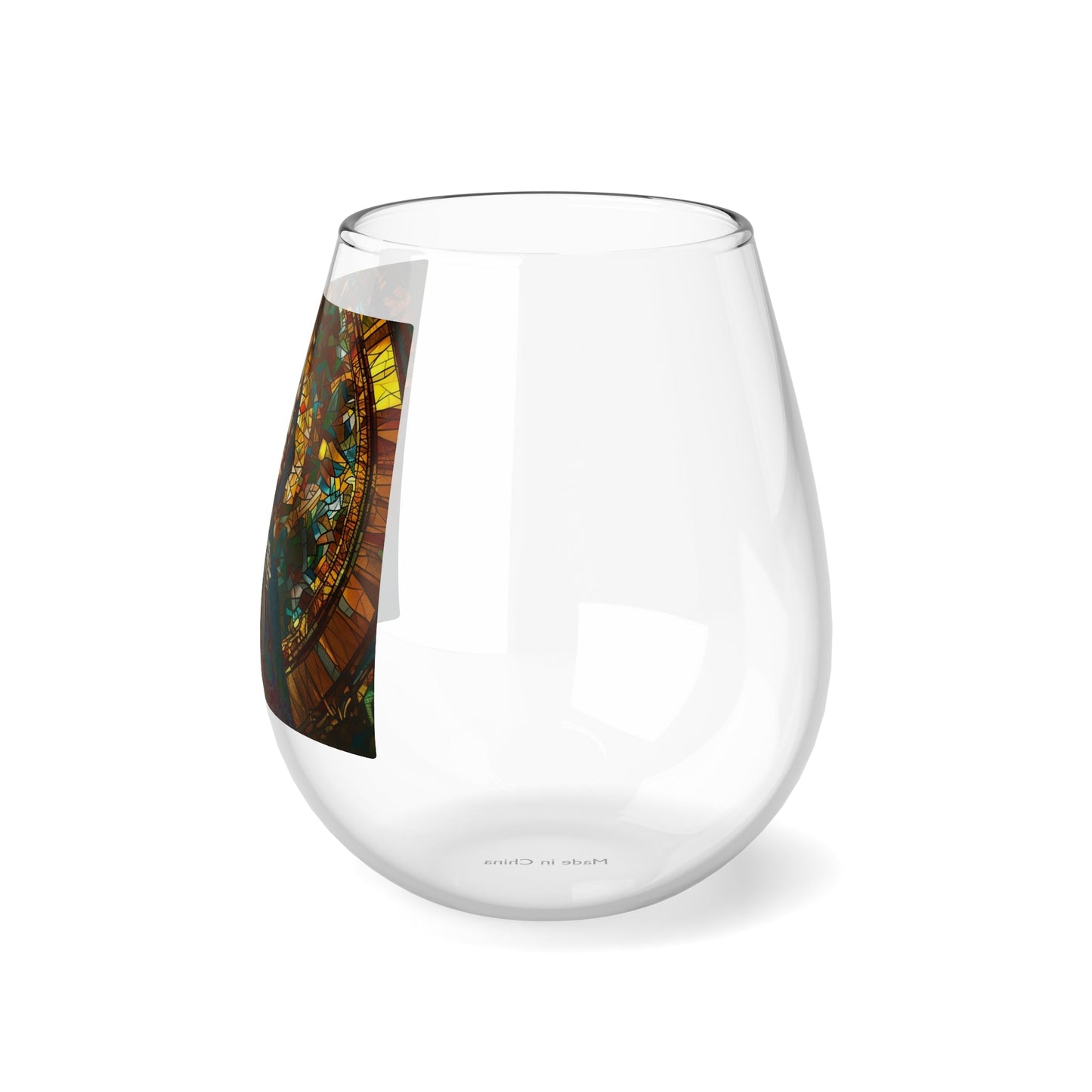 Stained Glass Benjamin Franklin Stemless Wine Glass, 11.75oz - 4LibertyShop.com