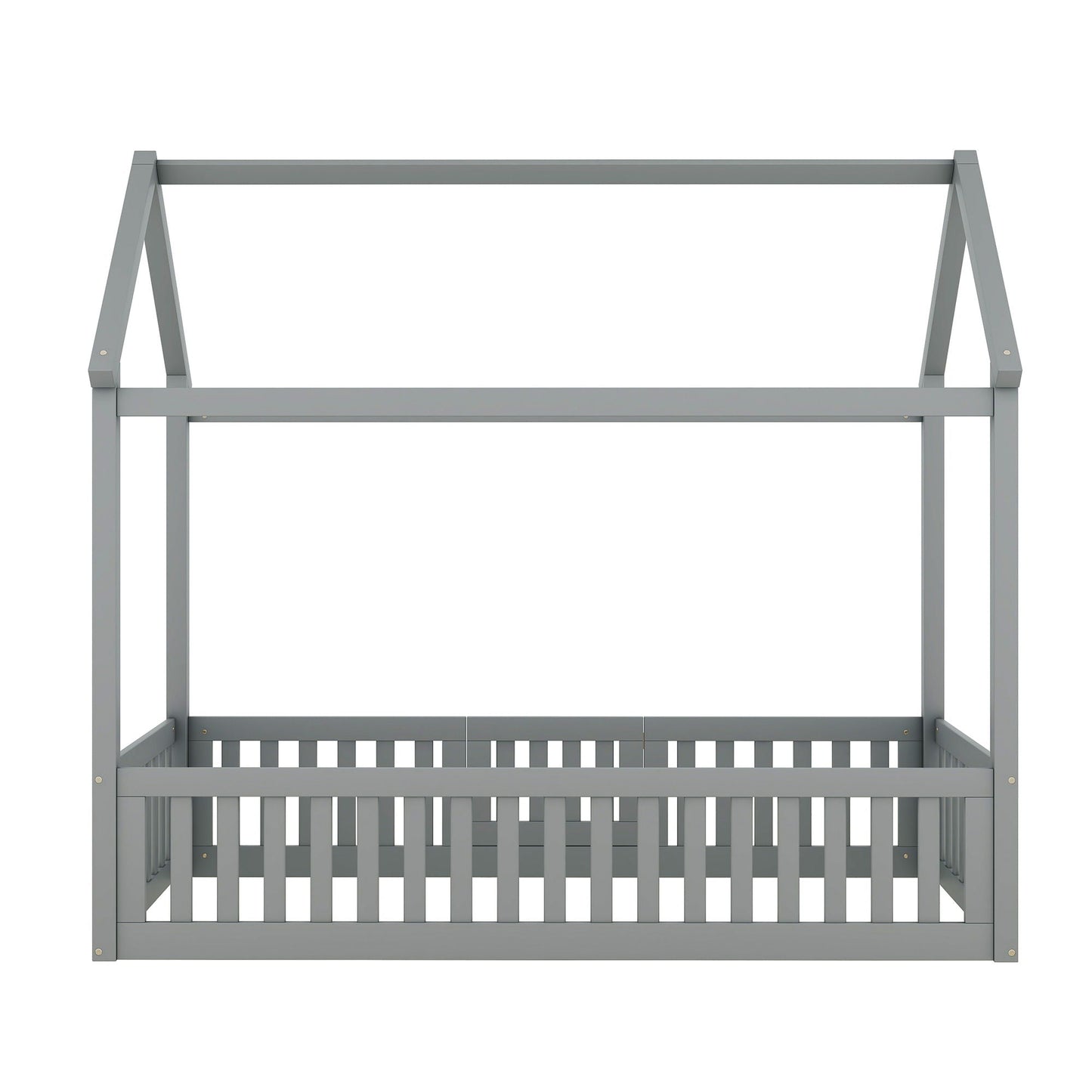 Wood House Bed With Fence And Door