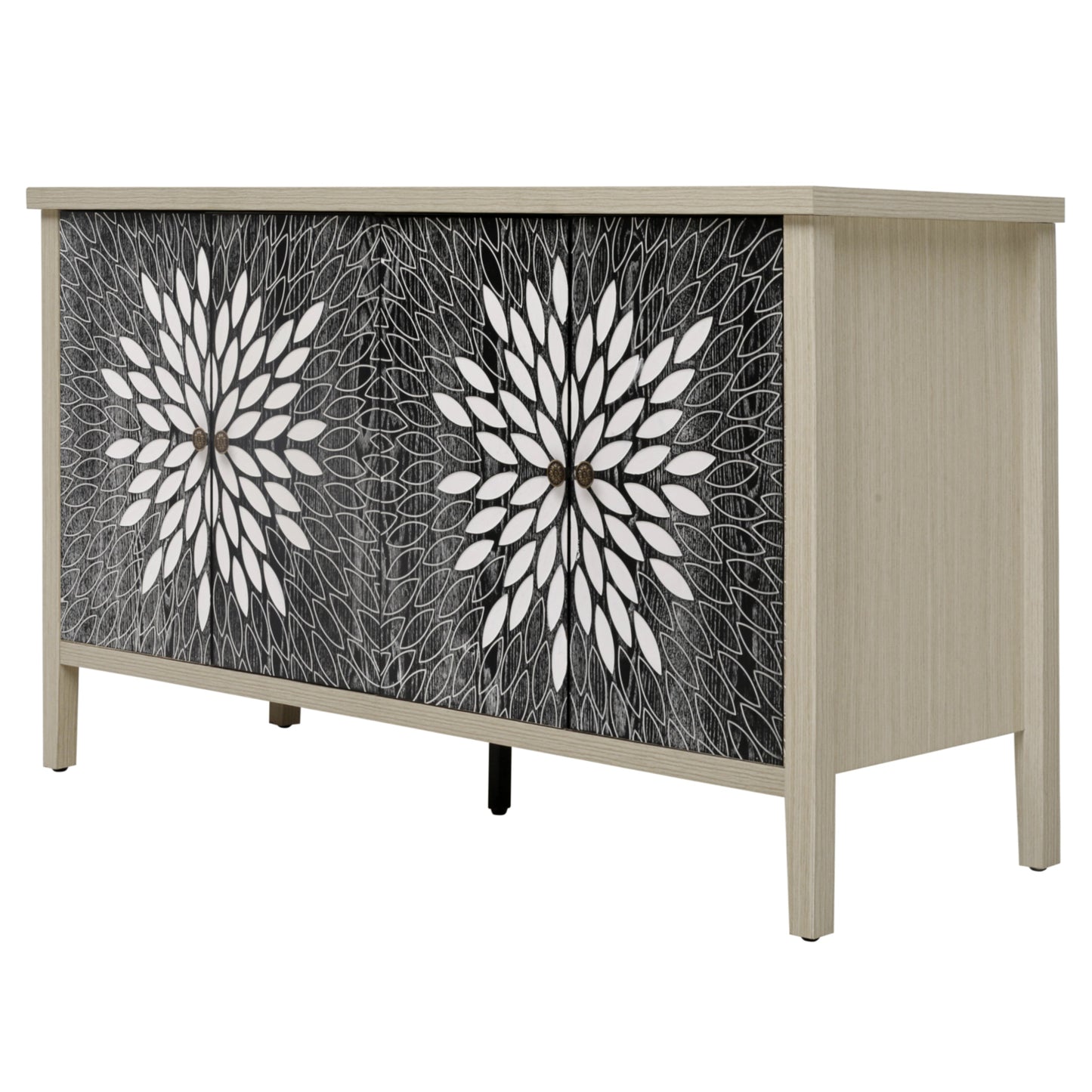 Sideboard Buffet Cabinet with 4 Doors and Adjustable Shelves