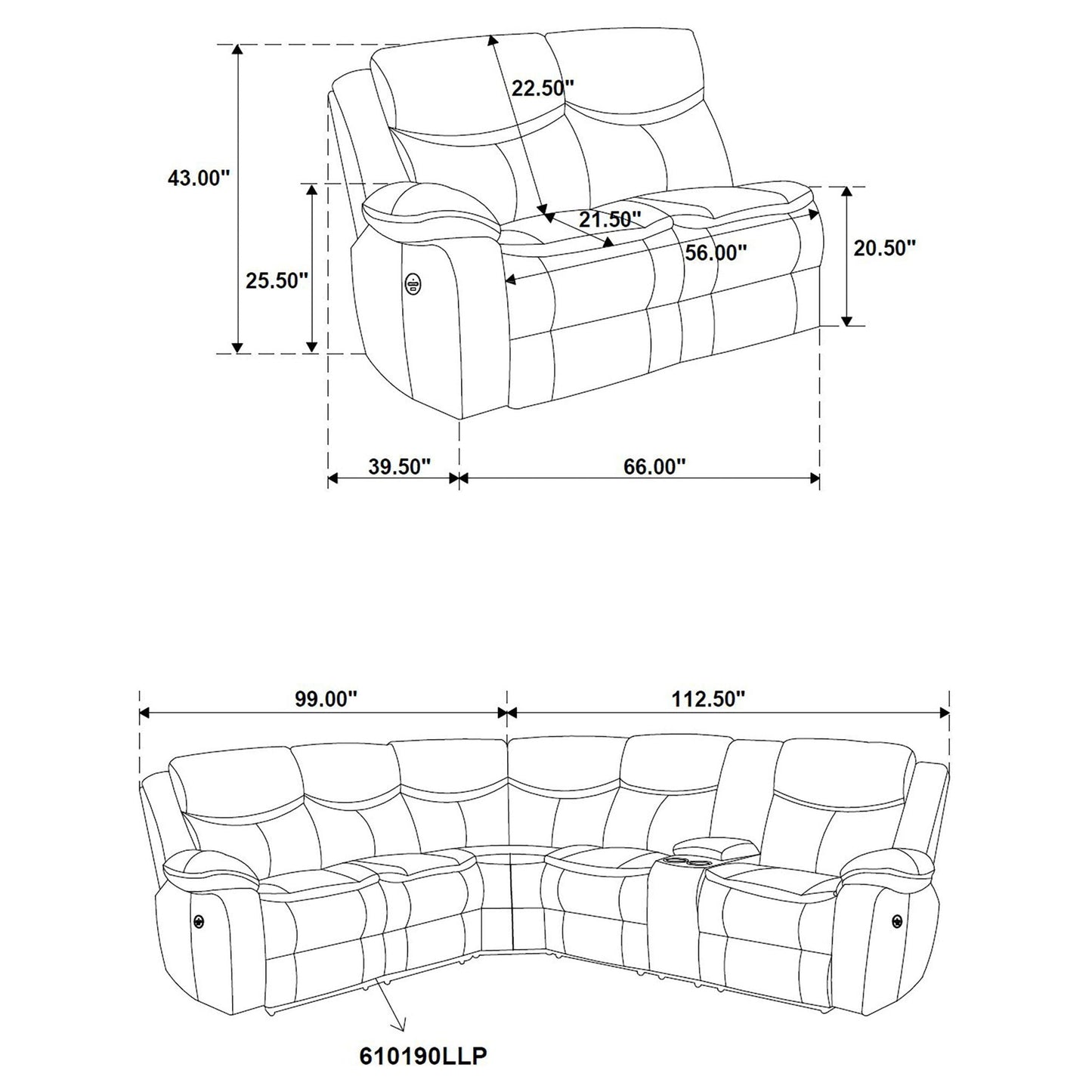 Mclean - Power Reclining Sectional Sofa With Storage Console - Dark Brown
