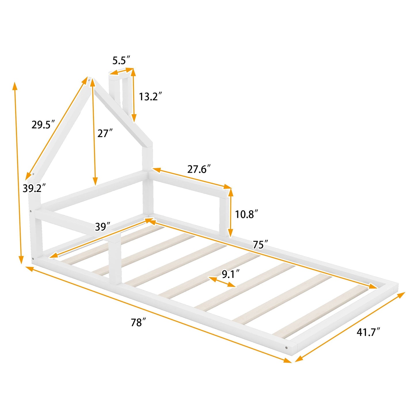 Floor Bed With House Shaped Headboard