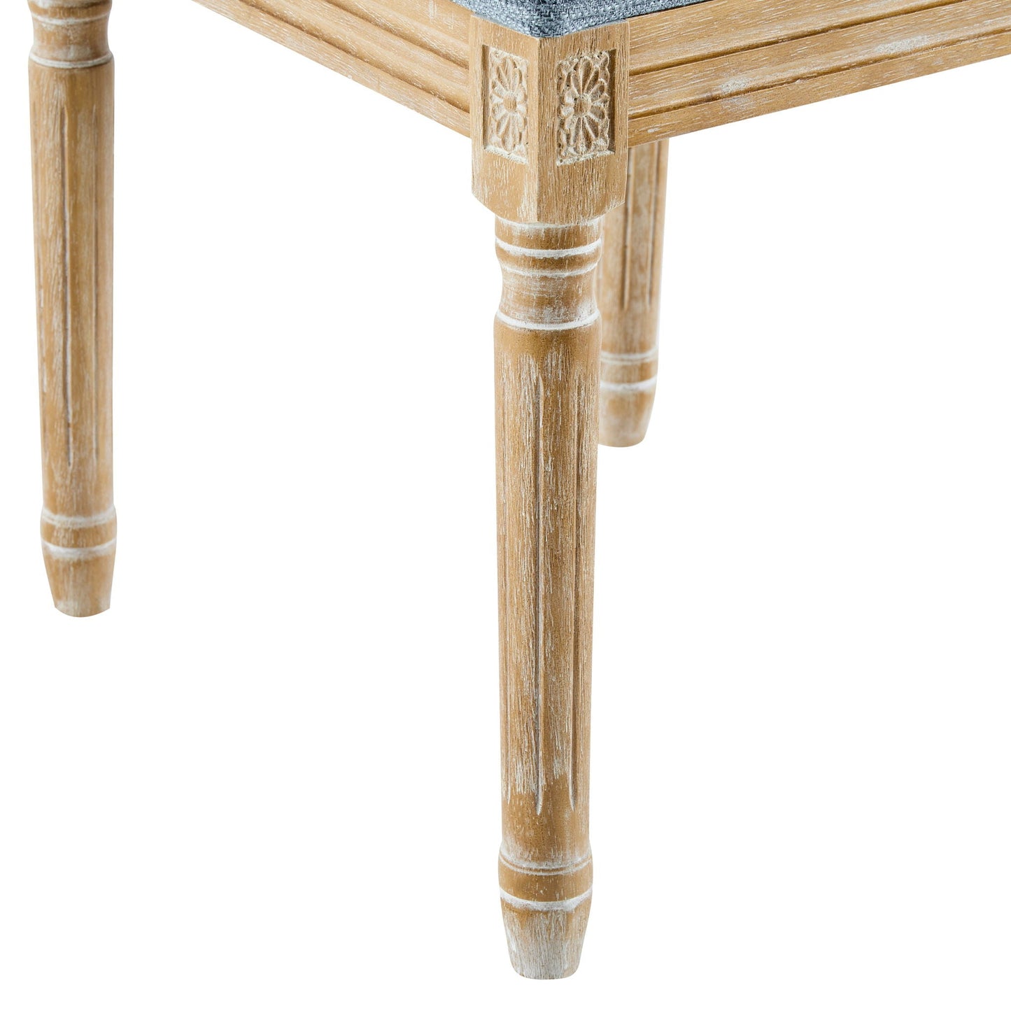 French Country Dining Chair With Rectangular Cane Backrest And Smooth Upholstered Seating