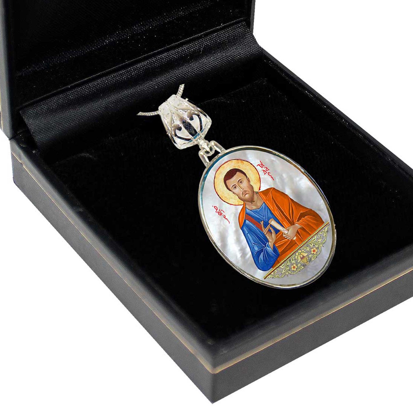 Saint Jude Silver Plated Mother of Pearl Necklace Jewelry - 43036