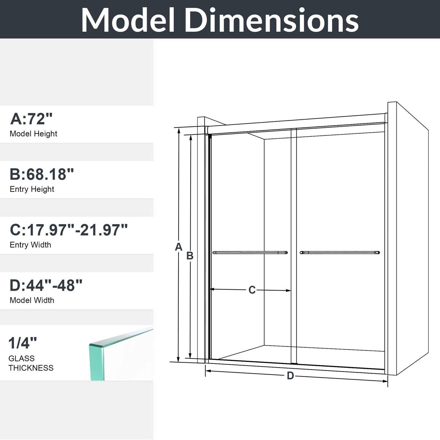 Modern Semi Frameless Double Sliding Shower Door