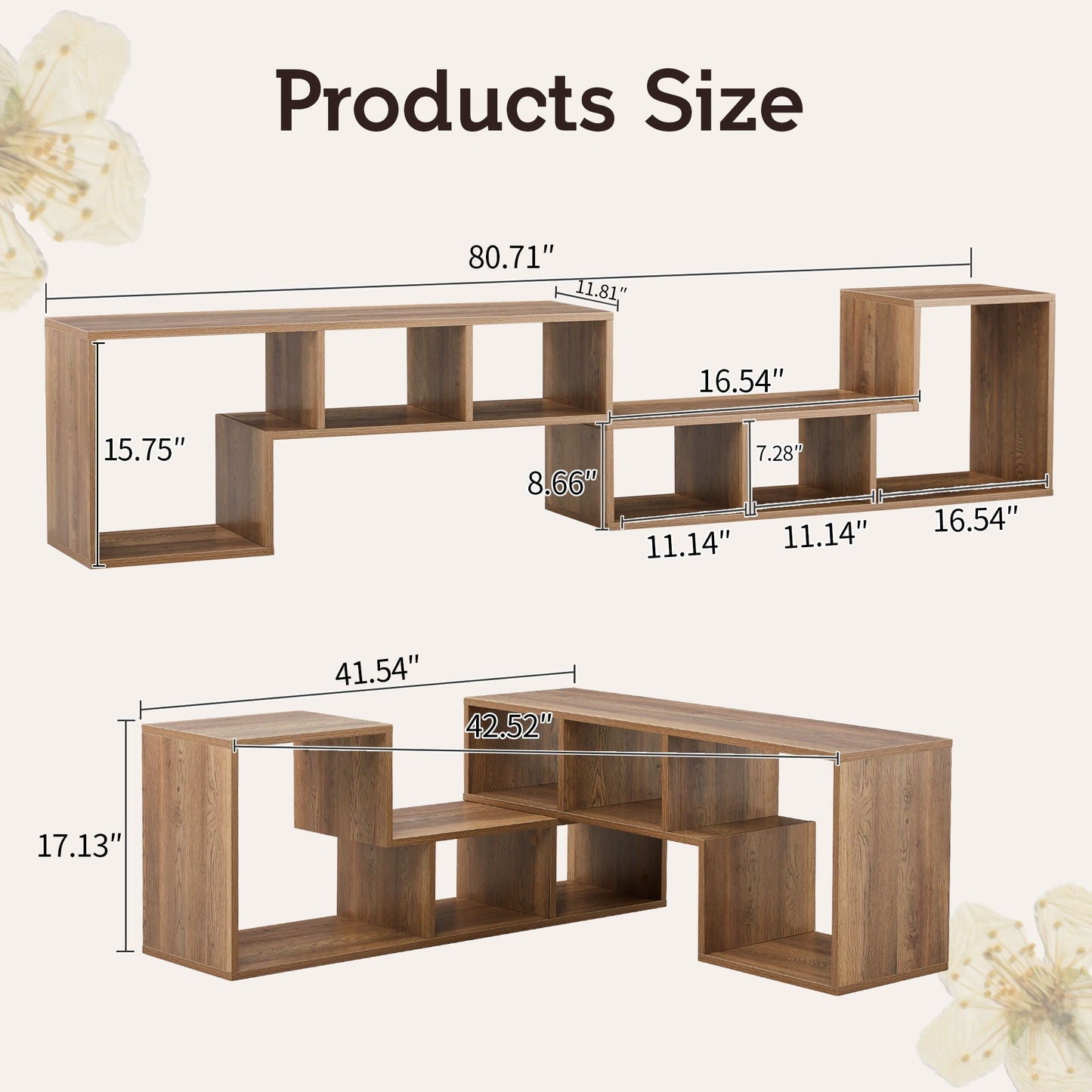 Minimalist Cube TV Stand With Adjustable Open Storage Shelves