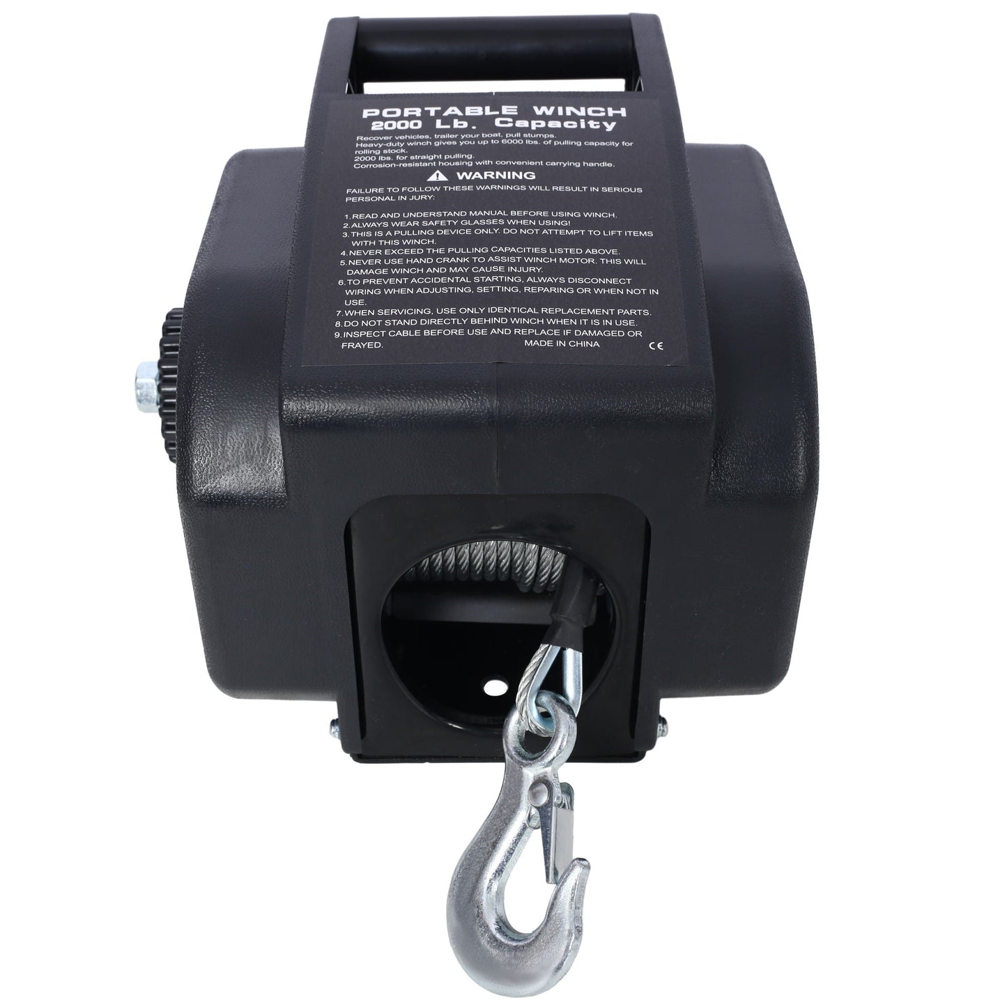 Reversible Electric Trailer Winch For Boats Up To 5000 Lbs With Galvanized Wire Rope And Casing - Black
