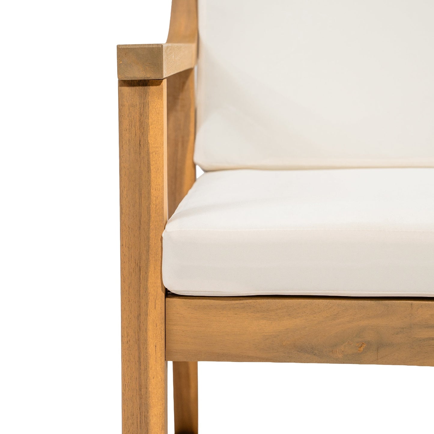 TREXM Patio Dining Chair Set of 2, Wood Outdoor Armchairs with Removable Cushions