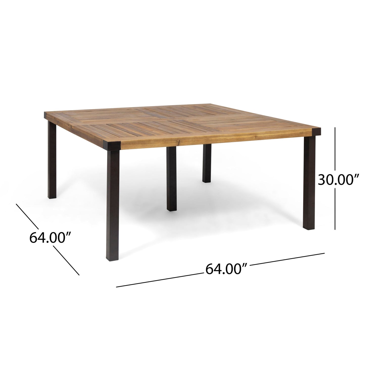 Lankershim Modern Industrial Dining Table With Acacia Wood Slat Design - Teak