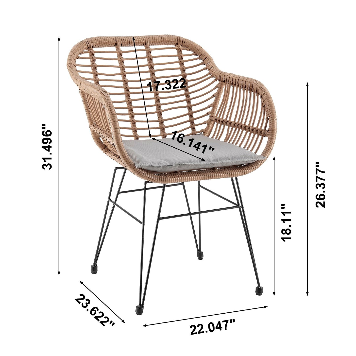 Antibes - 3 Piece Outdoor Patio Conversation Set