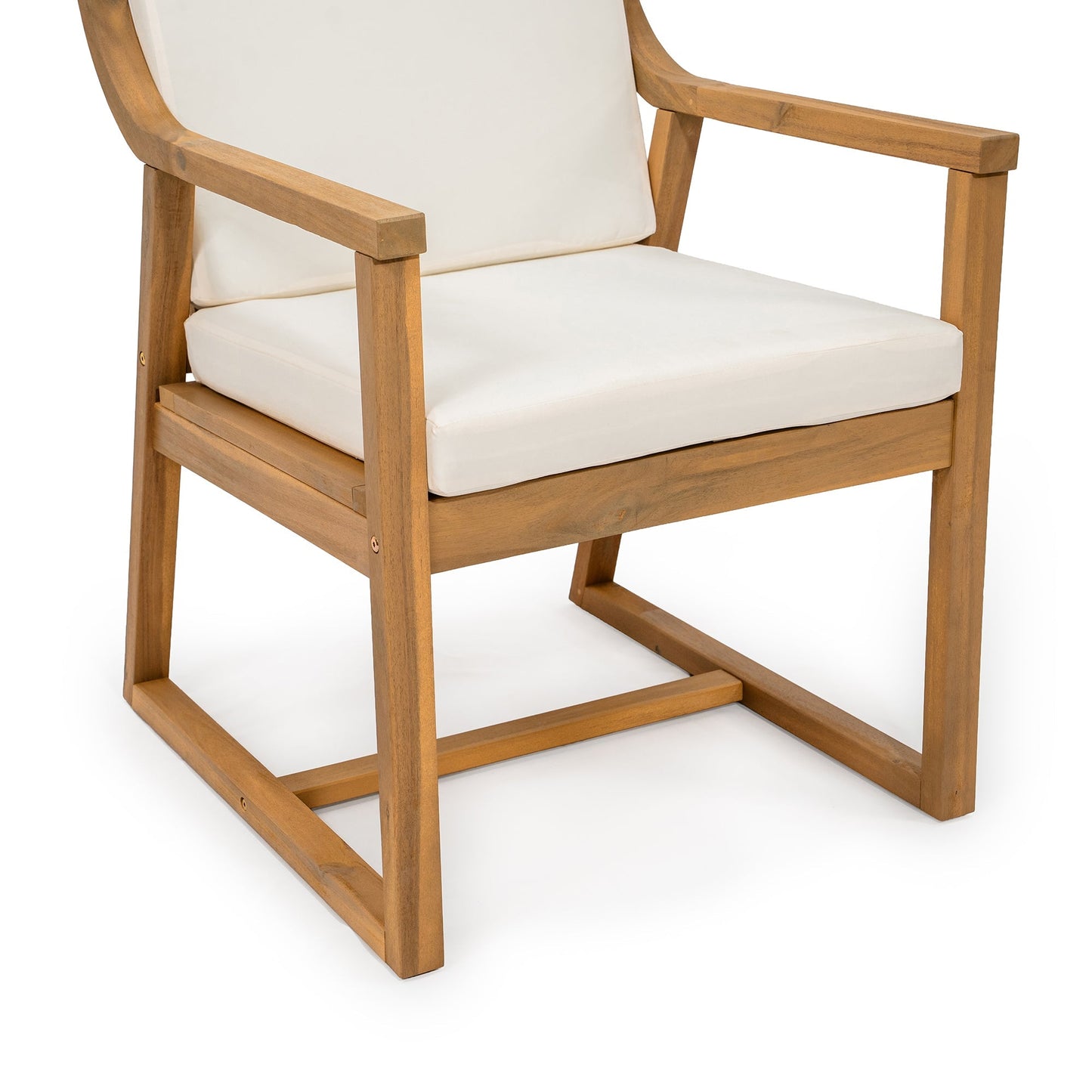 TREXM Patio Dining Chair Set of 2, Wood Outdoor Armchairs with Removable Cushions