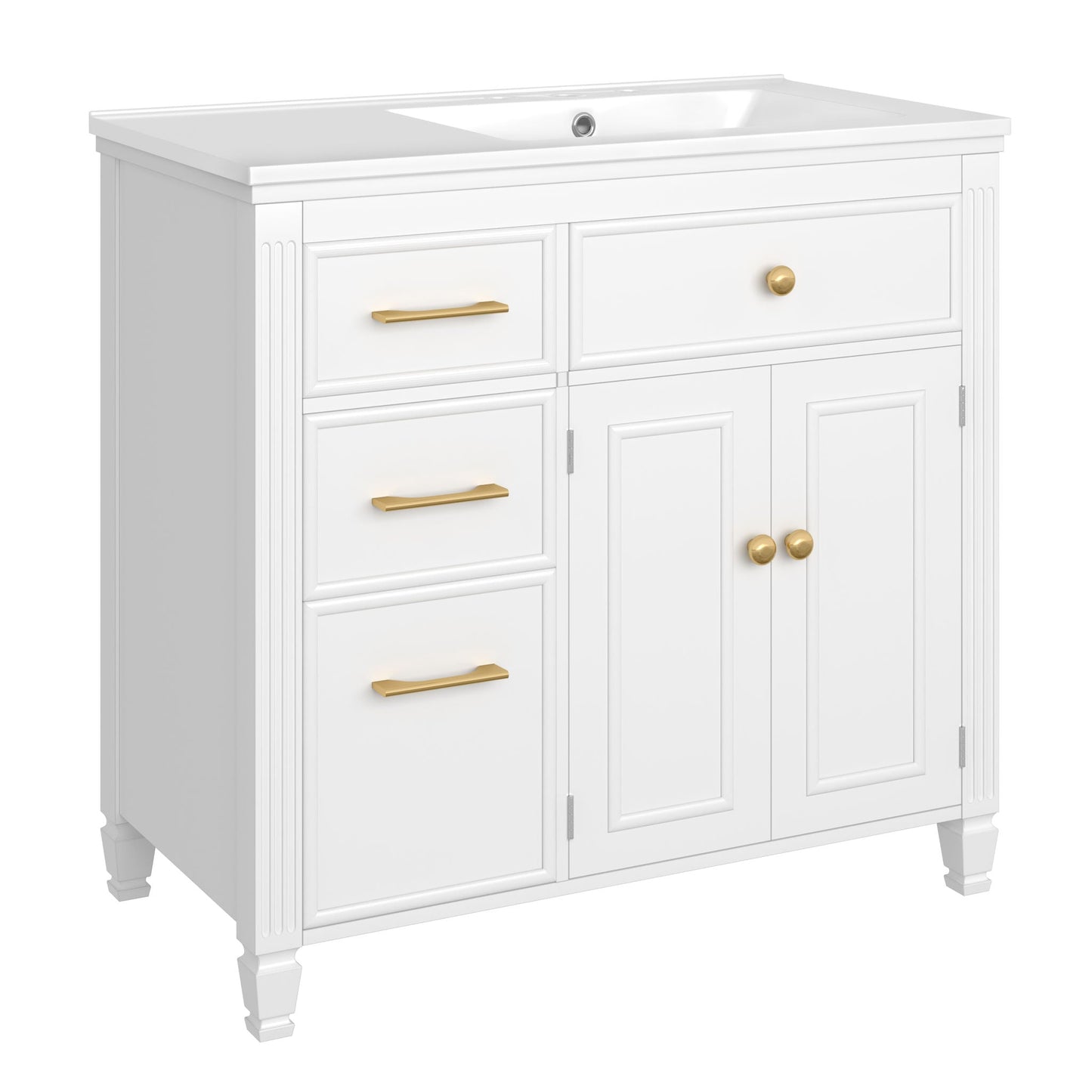 Modern Bathroom Vanity With Ceramic Sink, Freestanding