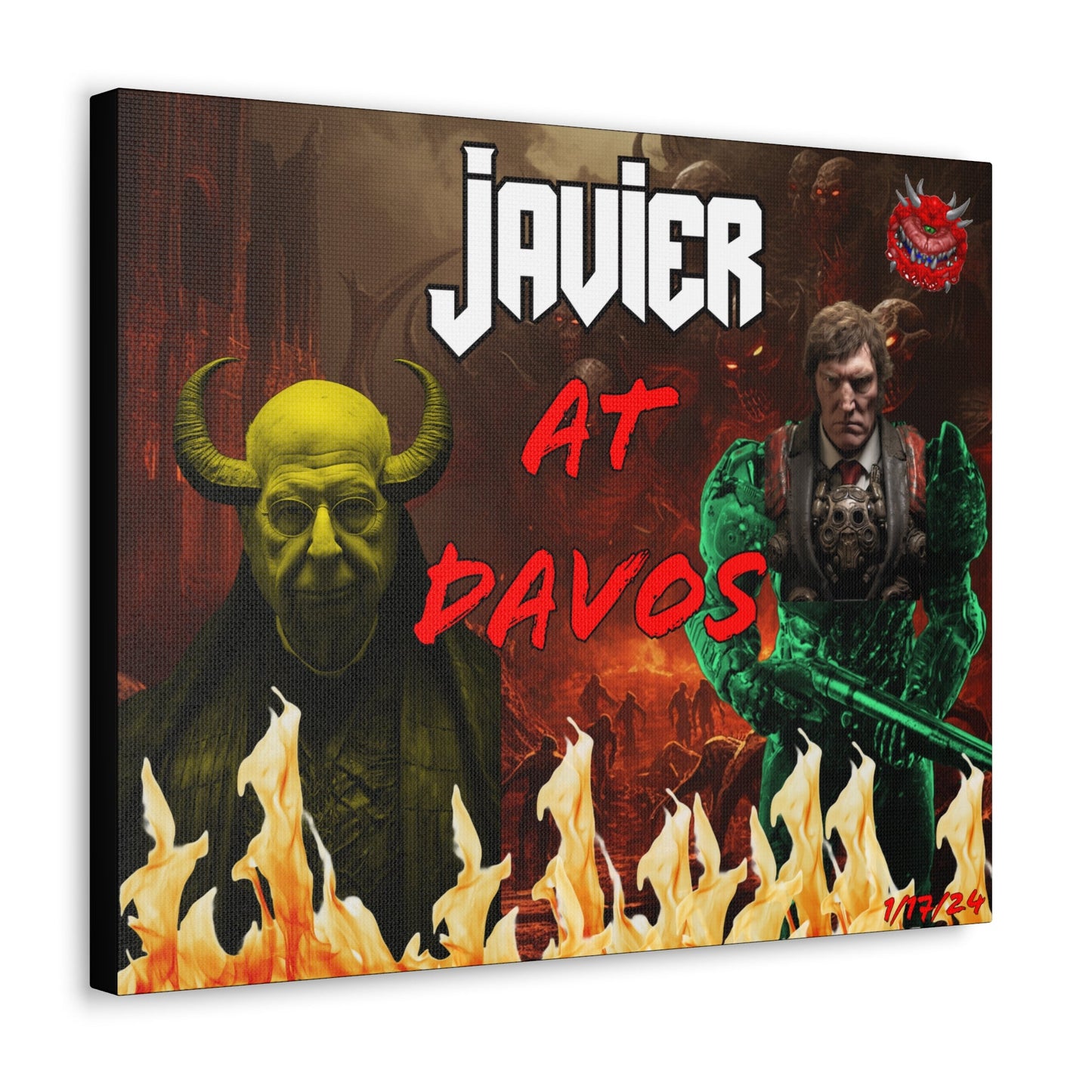 Javier Milei Space Marine in Davos Canvas Print