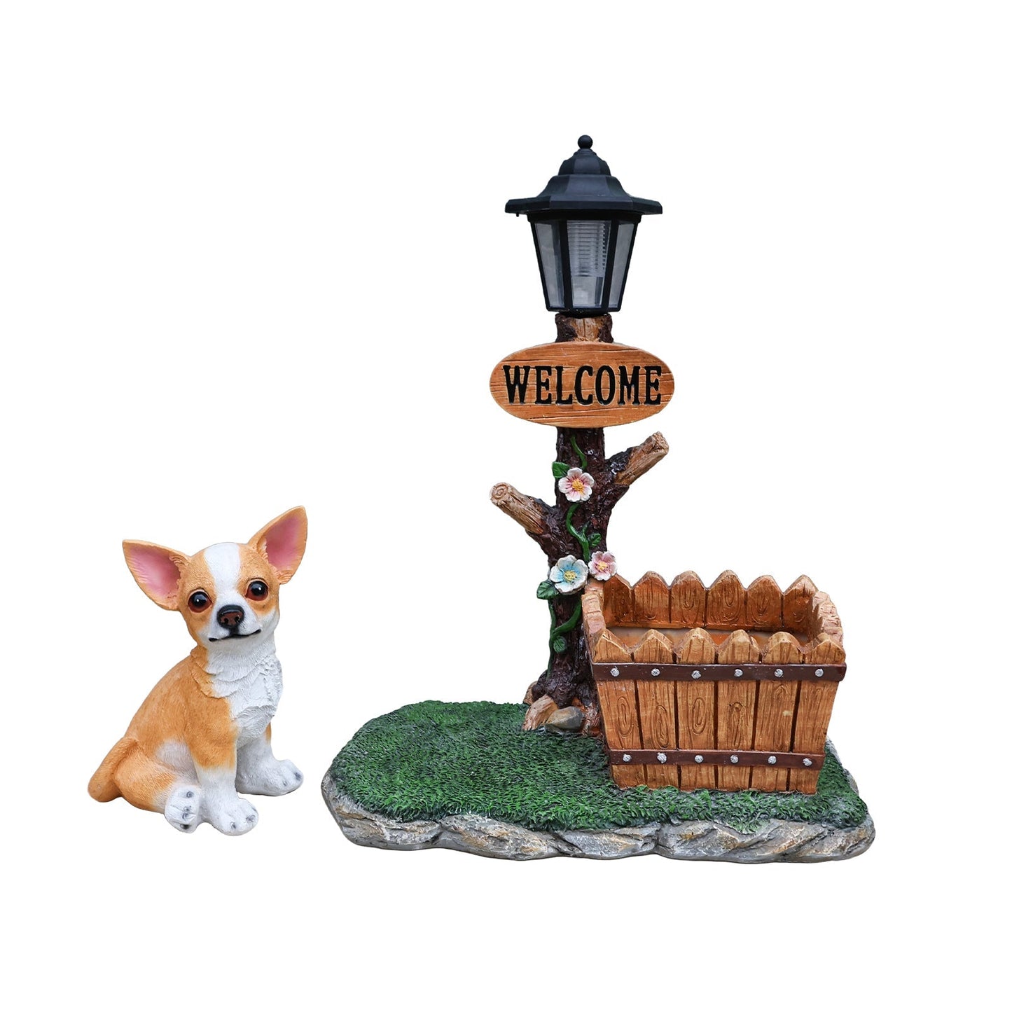 Sitting Chihuahua Dog Planter Statue