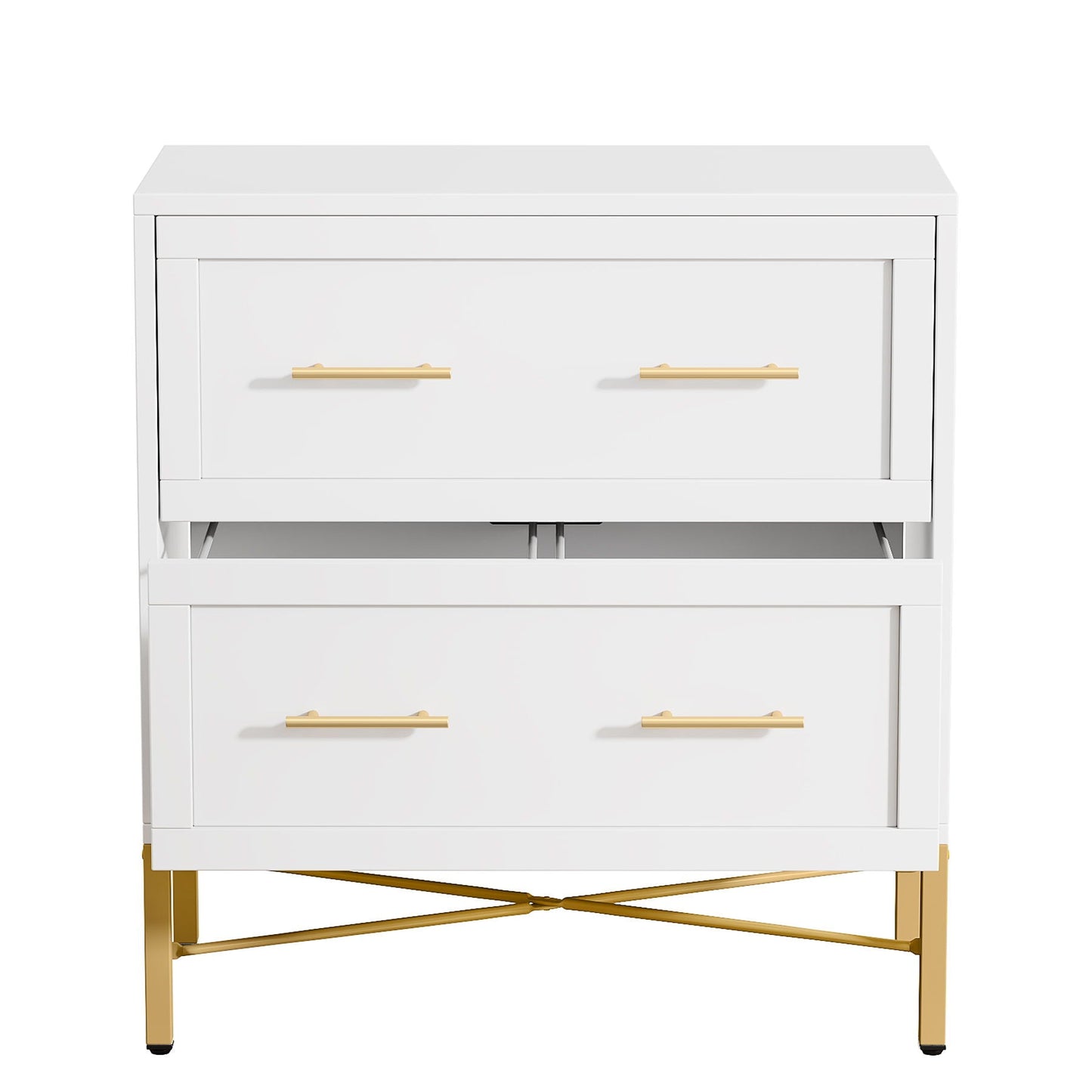 2 Drawer Lateral File Cabinet With Anti Tilt Safety, Filing Storage For Letter / Legal / A4 Files - White