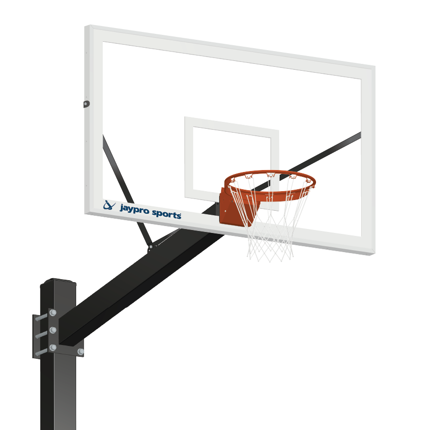 Jaypro Titan 72 in. Glass Backboard Basketball System - Flex Rim, Surface Mount, Black