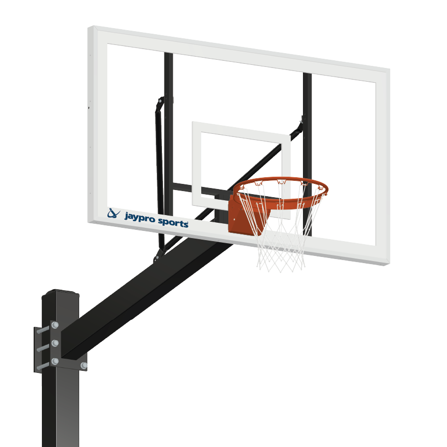 Jaypro Titan 72 in. Acrylic Surface Mount Basketball System - Flex Rim, Black Powder Coat