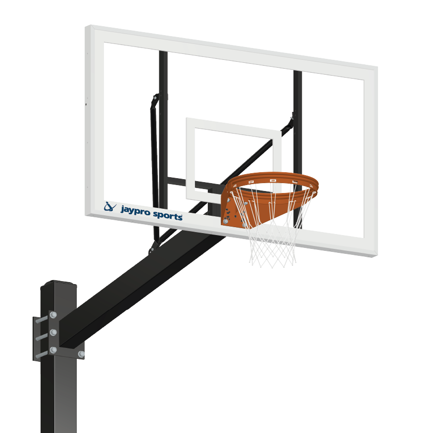 Jaypro Titan 72 in. Acrylic Basketball System - Surface Mount, Flex Rim, Black Powder Coat