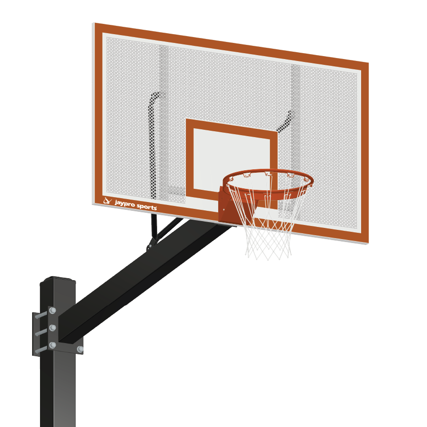 Jaypro Titan 72 in. Perforated Steel Backboard Surface Mount Basketball System - Flex Rim, Powder Coated Black