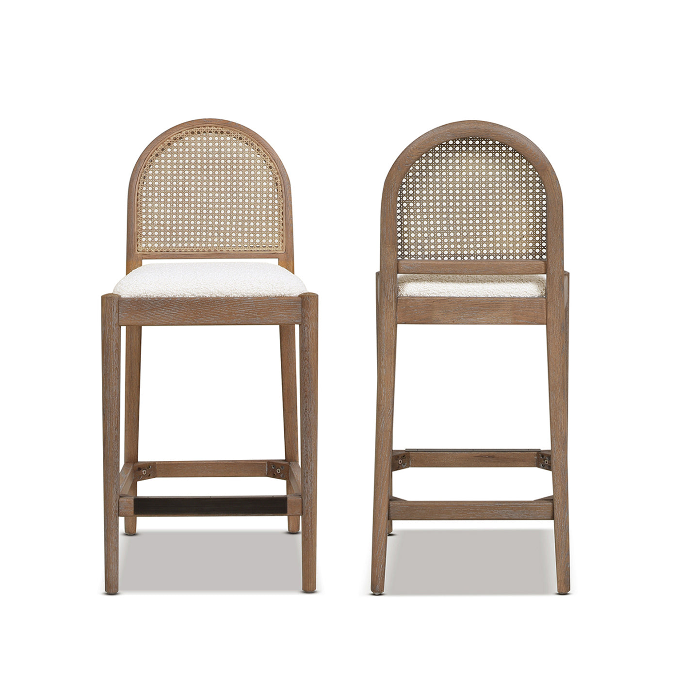 Arlin Upholstered Stool with Curved Back and Footrest - Set of 2
