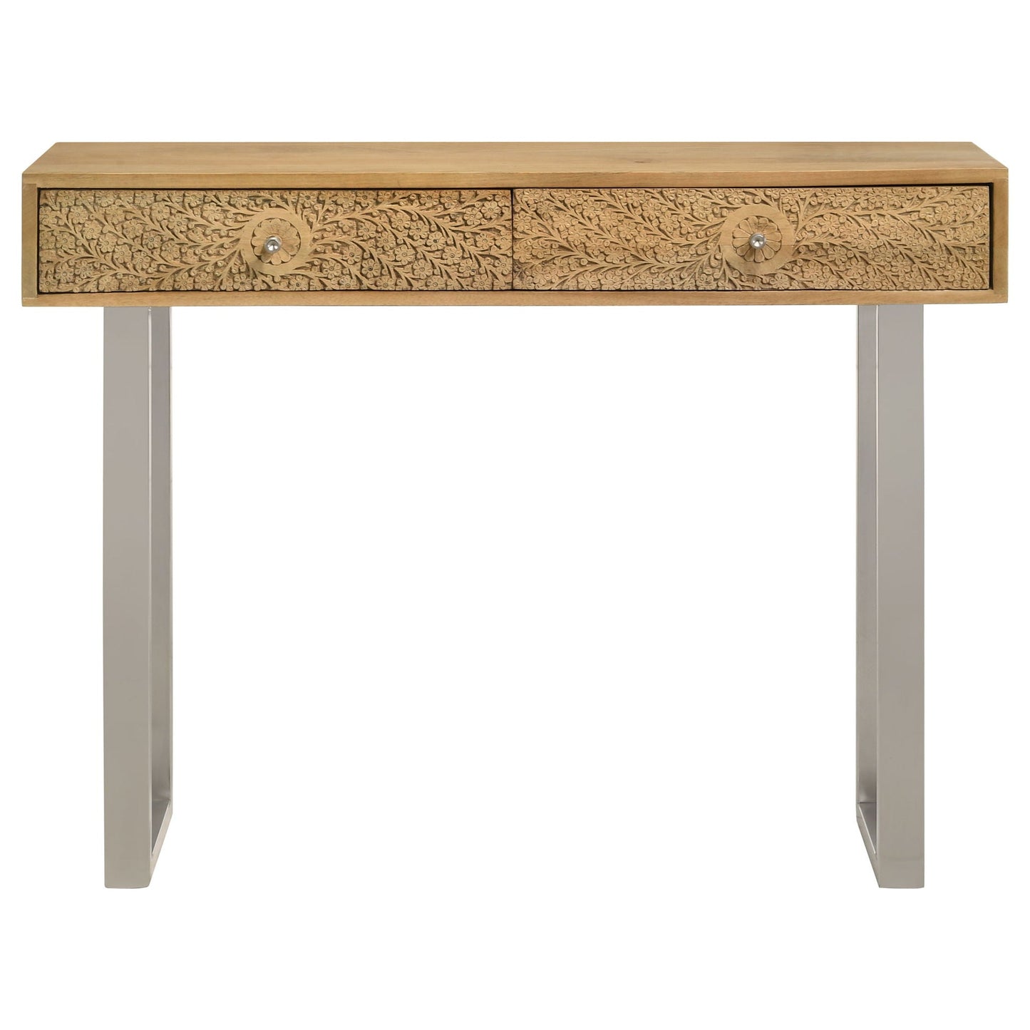 Harmony - 2 Drawer Table With Sled Base In Tones Accents - Natural