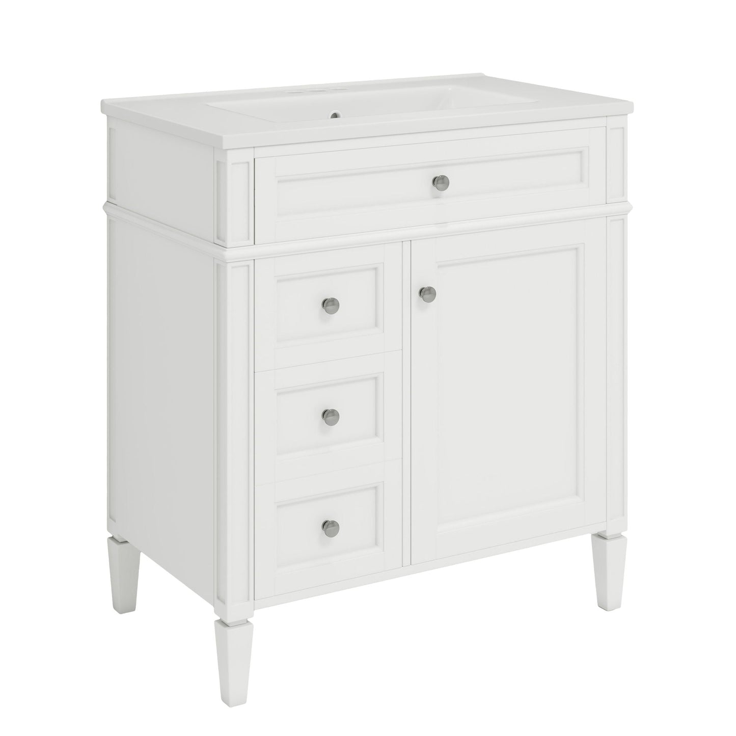 Bathroom Vanity With Top Sink, Modern Bathroom Storage Cabinet With 2 Drawers And A Tip-Out Drawer
