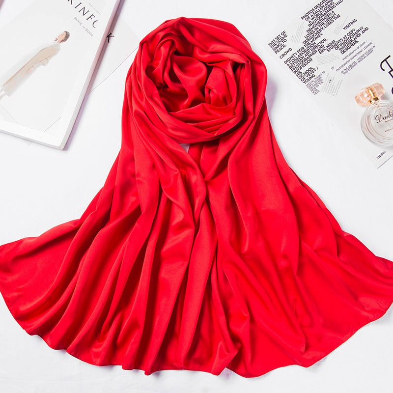 Malaysia bawal 110*110cm Large Square Scarf Single Color Matte Satin Silk Scarf Women's Headscarf Shawl