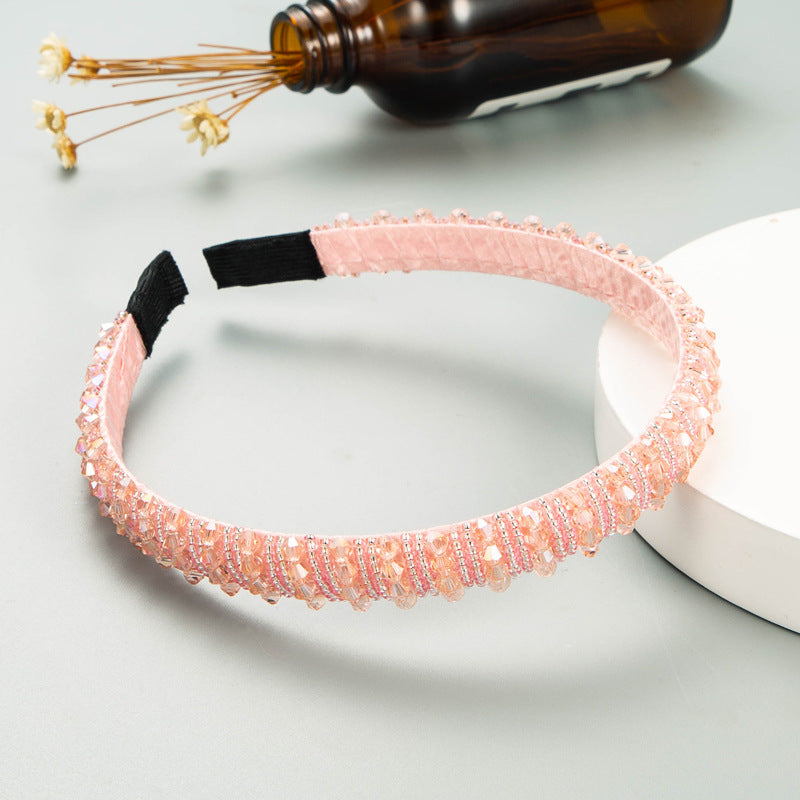 Hair Hoop Hand-Woven Beaded Headband Female Baroque Sponge Hair Bundle Korean Face Wash Hair Accessories